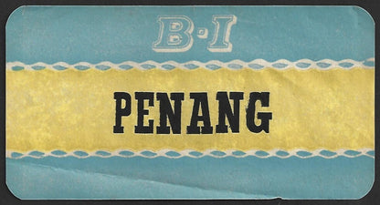 AOP BI (British India Navigation) vintage baggage tag for PENANG
