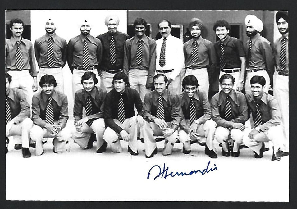 India 1980 Olympics Medal Team photo signed player MERWYN FERNANDES