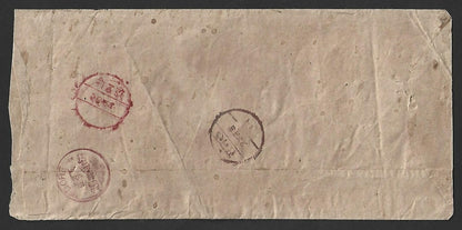 India Indore Holkar State 1892 stampless cover postmarks KOTHDI, SUNEL & INDORE