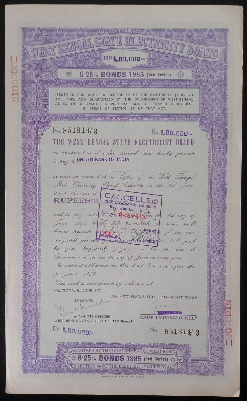 India West Bengal State Electricity Board 1984-8 BONDS upto 100000 (11)