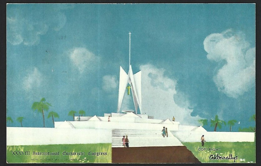India 1964 Intl Eucharistic Akbarally commemorative postcard