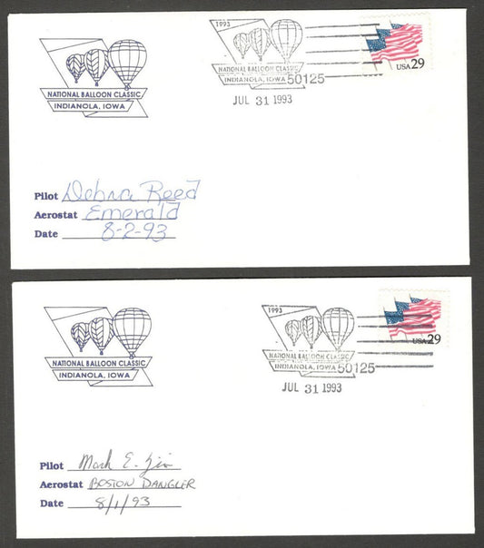 National Balloon Classic, Indianola 1993 covers signed by Pilots (10)