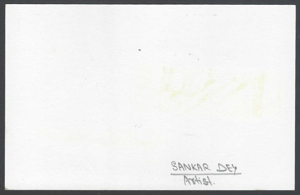 AOP Sankar Dey, Artist pen sketch on autograph card India
