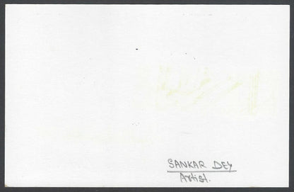 AOP Sankar Dey, Artist pen sketch on autograph card India