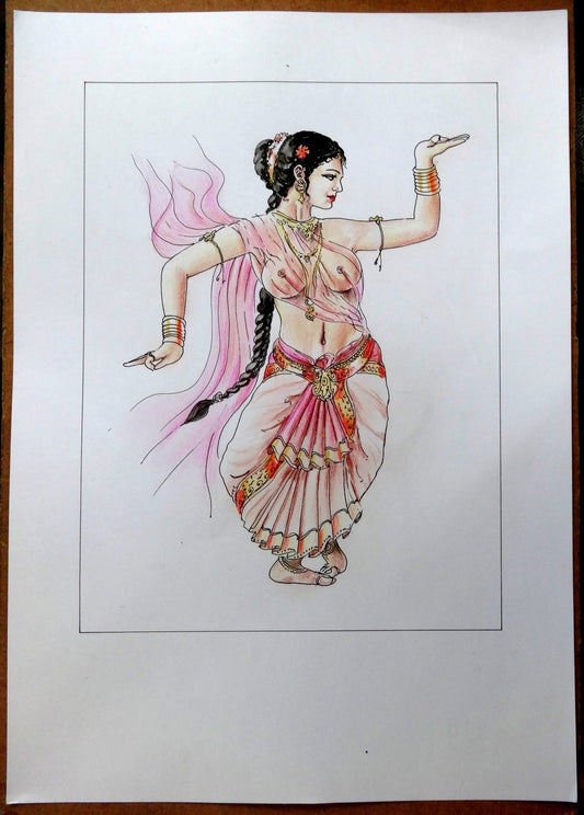 Nude Indian Beauty watercolours, crayons & ink on card 11.5” x 17.5”