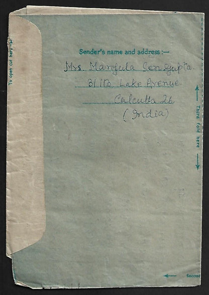 AOP India 6a aerogramme uprated 1949 Archaeological 4a to USA
