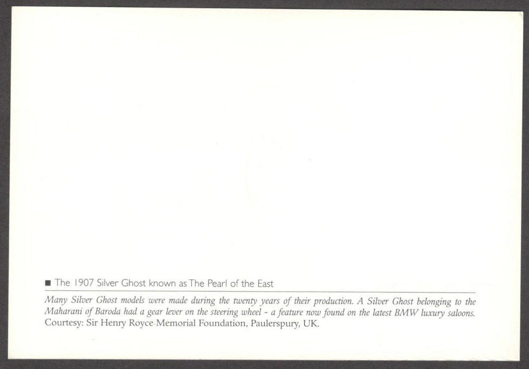 India souvenir VINTAGE CARS card ROLLS ROYCE of the Maharani of Baroda