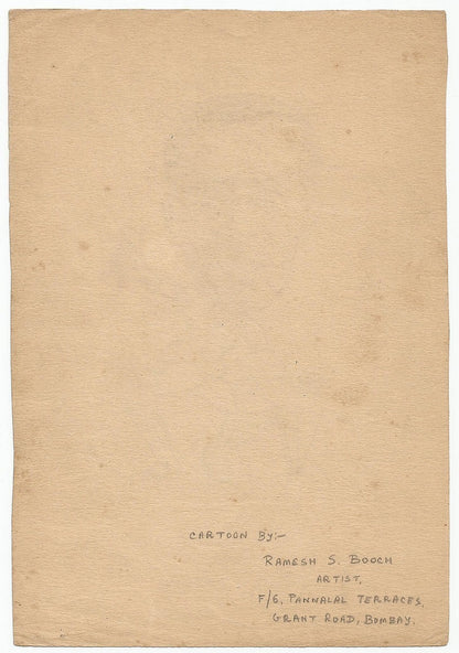 Cricket England Alfred Barlow 1940s sketch by cartoonist R Booch India Ӝ