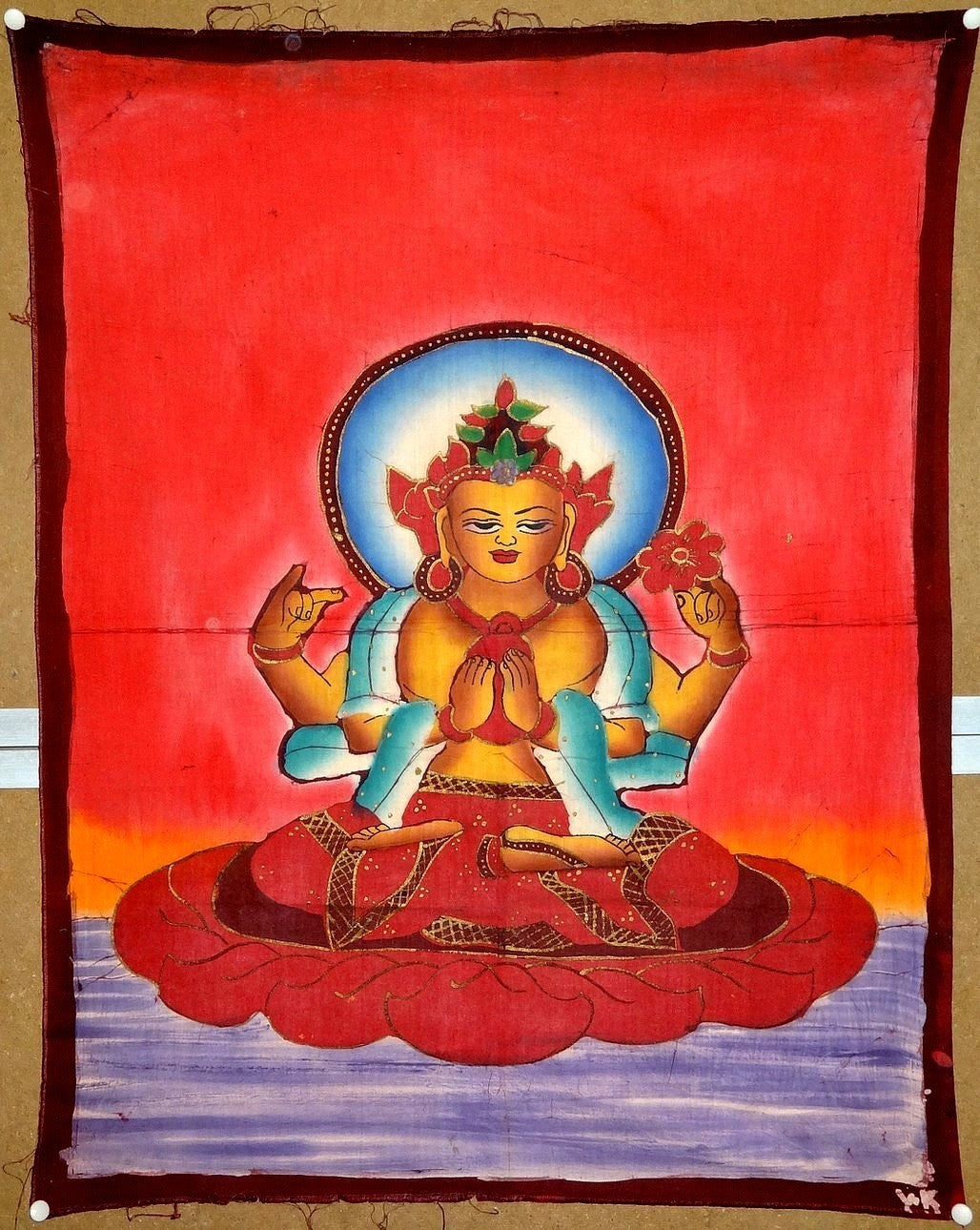 India print on cloth 22" x 29" Tibetan Goddess Tara