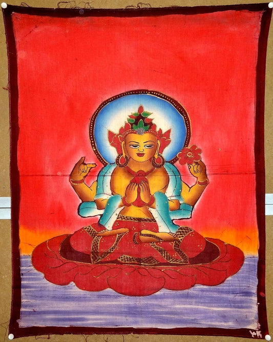 India print on cloth 22" x 29" Tibetan Goddess Tara