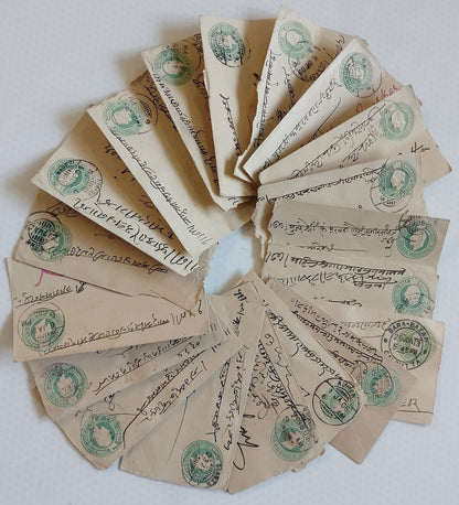 India KEdVII 1/2a green envelopes x 100 selected for condition WHOLESALE