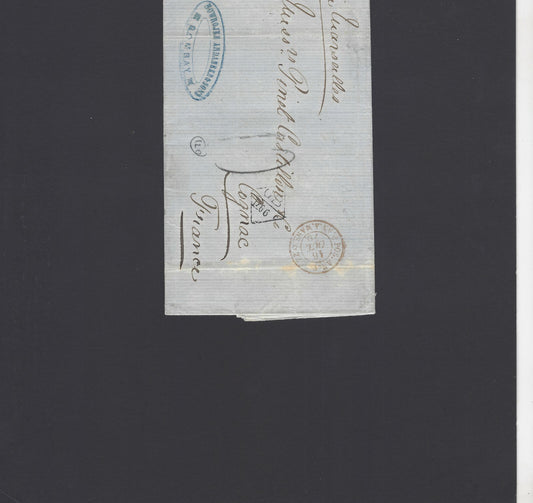 India 1870 stampless Bombay to France GB/LF 66c accountancy mark FA ARDASEER