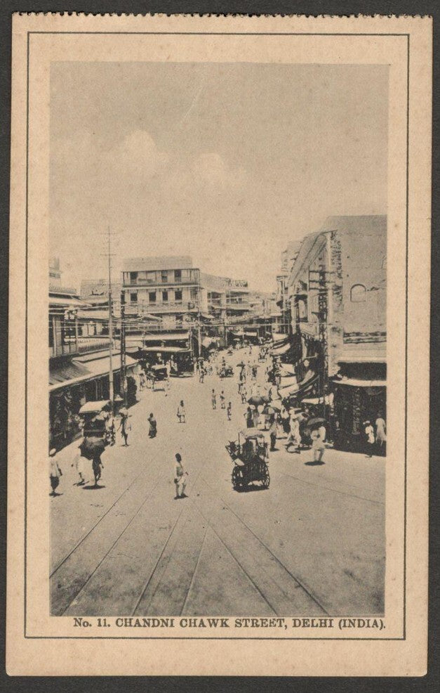 AOP India vintage postcard Chandni Chowk Street, DELHI