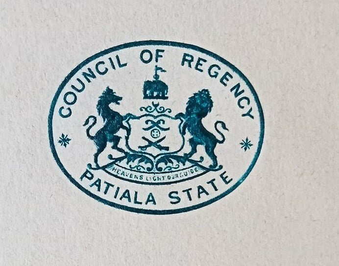 India 1885 crested letter COUNCIL OF REGENCY * PATIALA STATE