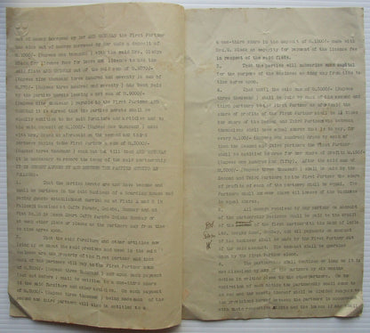 India 1946 Agreement of Partnership document with Special Adhesive KGV 30R