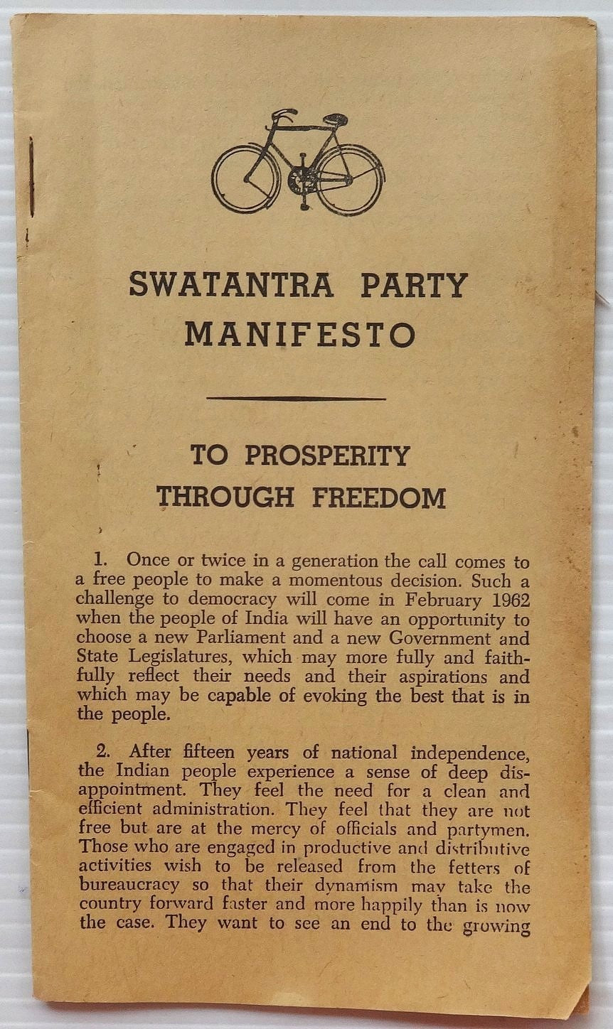 India 1962 Swatantra Party manifesto