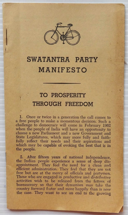 India 1962 Swatantra Party manifesto