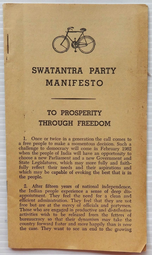 India 1962 Swatantra Party manifesto