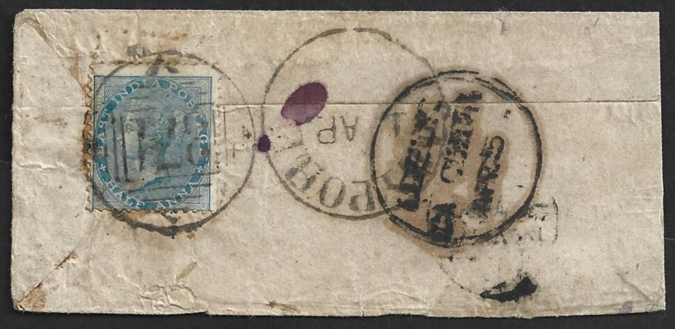 AOP India 1870s cover canc 1869 Series Type 9III "371" (JEYPORE)