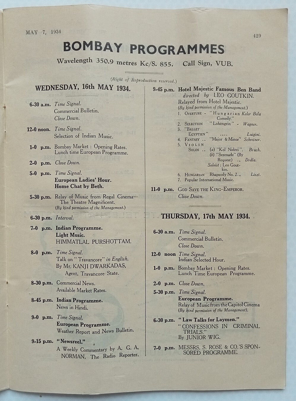 (AOP) THE INDIAN RADIO TIMES May 1934 issue