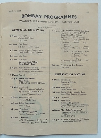 (AOP) THE INDIAN RADIO TIMES May 1934 issue