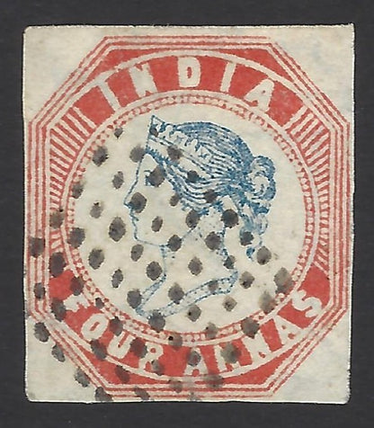 India 1854 4a Head III Frame 1 used 4 close margins