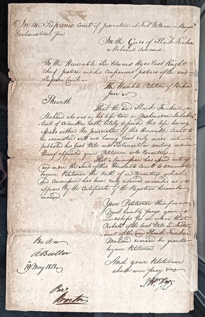 India King George IIII 1818 Fort William, Calcutta 2 page document
