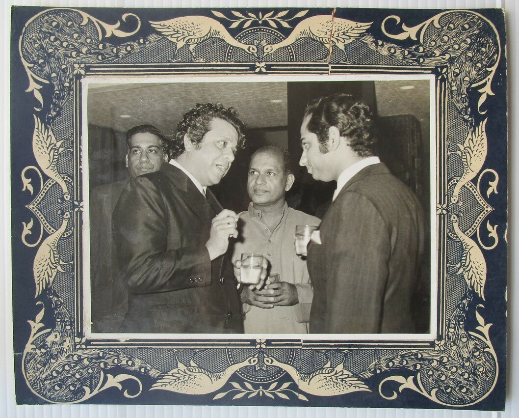 India Bollywood vintage photos incl Manoj Kumar. Card size 9” x 11” (3)