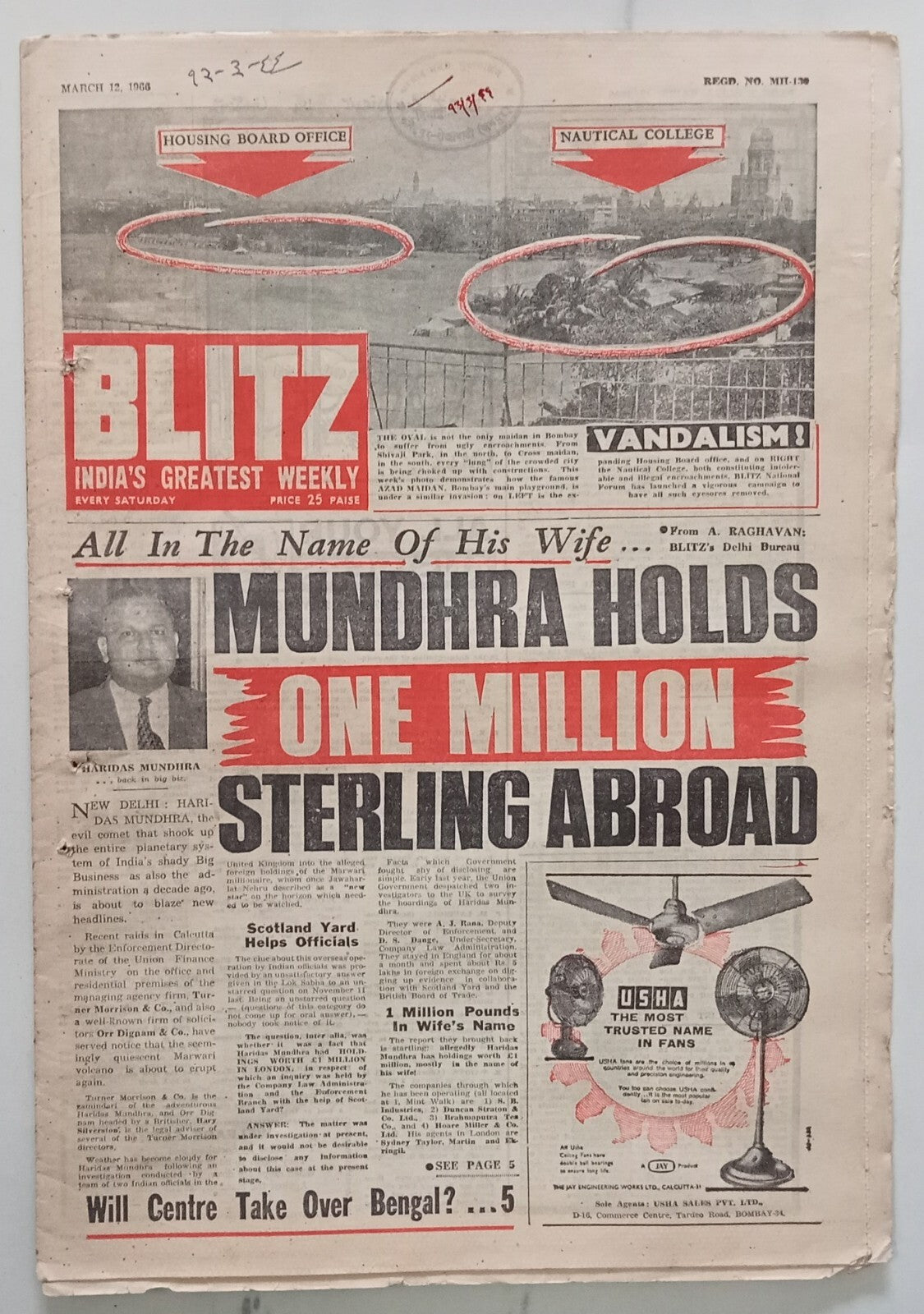 AOP India BLITZ 12 Mar 1966 WHY DO HUNGRY MEN GO MAD? (R )