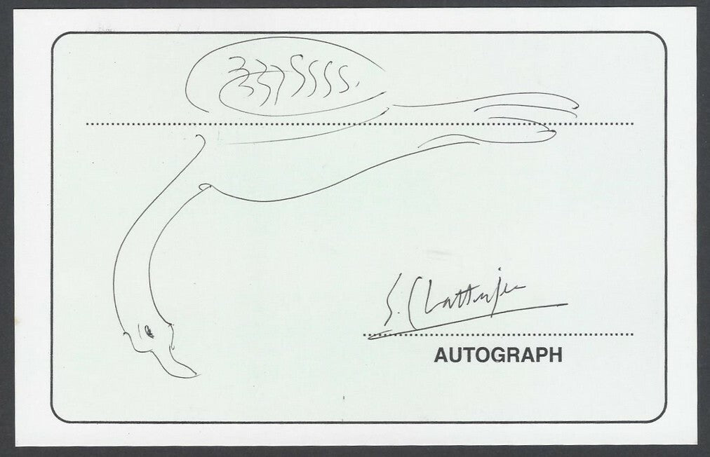 AOP S Chatterjee, Artist pen sketch on autograph card India