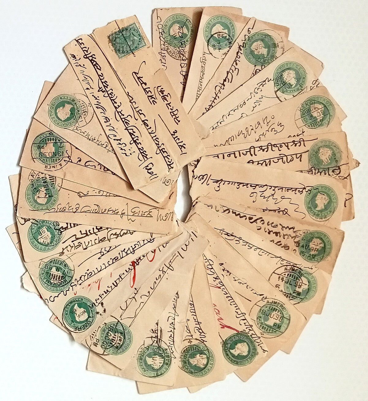 AOP India 1/2a green envelopes x100 selected for condition WHOLESALE