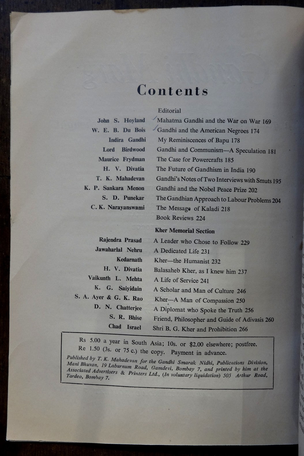 Gandhi Marg by Gandhi Peace Foundation April 1957 3rd issue 100pgs India