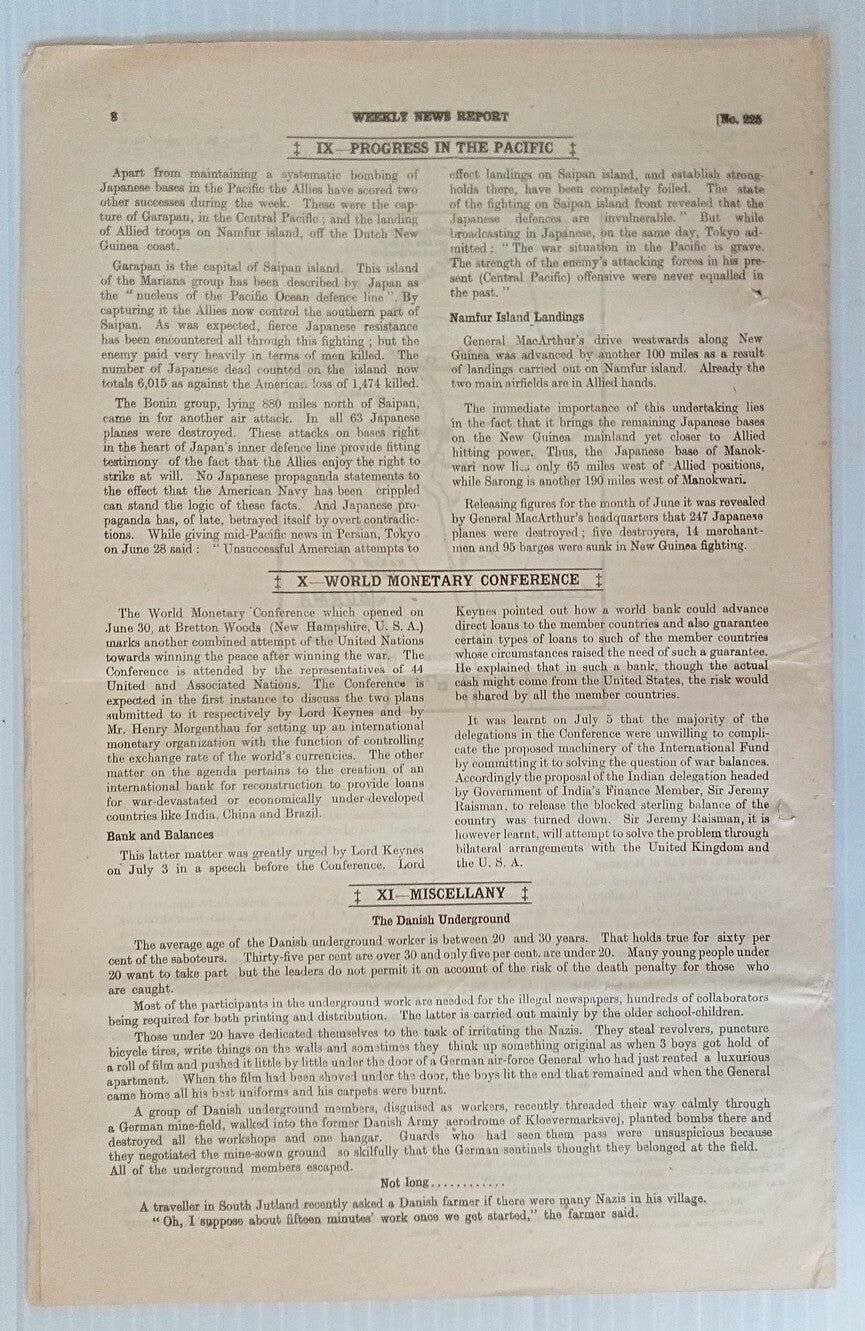 AOP India WW2 War News Weekly 1944 BURMA-CHINA SCENCE 8pgs