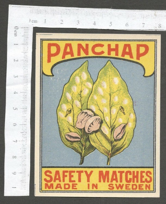 AOP India PAN CHAP Pan Brand vintage packet size matchbox label	