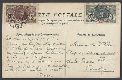 AOP French Guinea #4 etc. on postcard KINDIA to Conarky