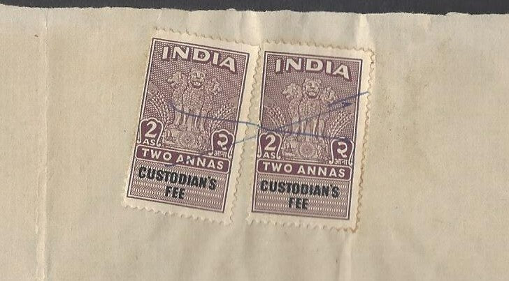 India revenues Custodian of Evacuee Properties document wi 1948 CUSTODIAN FEES