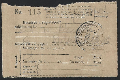 India & States 1883-1940 postal receipts (11)