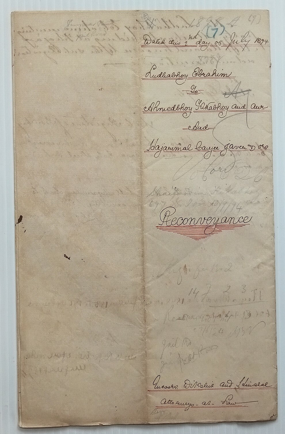 AOP India 1894 4 page Indenture QV 1R