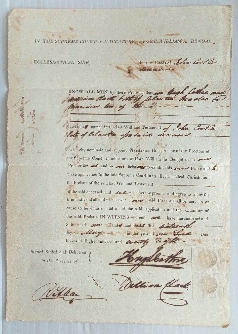 AOP India 1828 Supreme Court, Fort Williams, Calcutta document