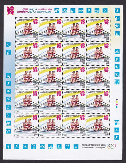 India 2012 London Olympics Games sheets set of 4