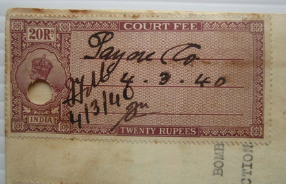 India 1940 31pg doc Eno Fruit Salts vs impositor KGV Court Fees 20R (3), 5R