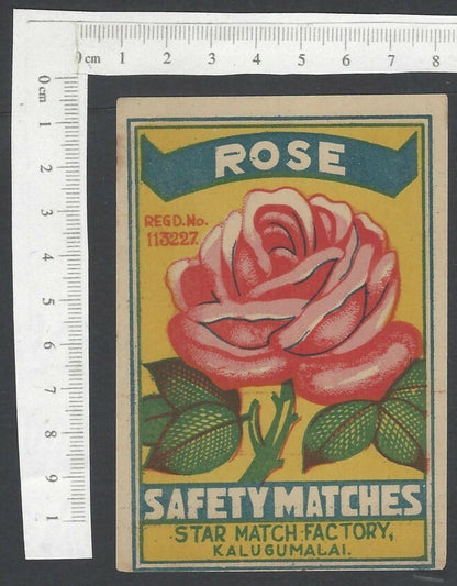 India 1940s LARGE matchbox labels – ROSE