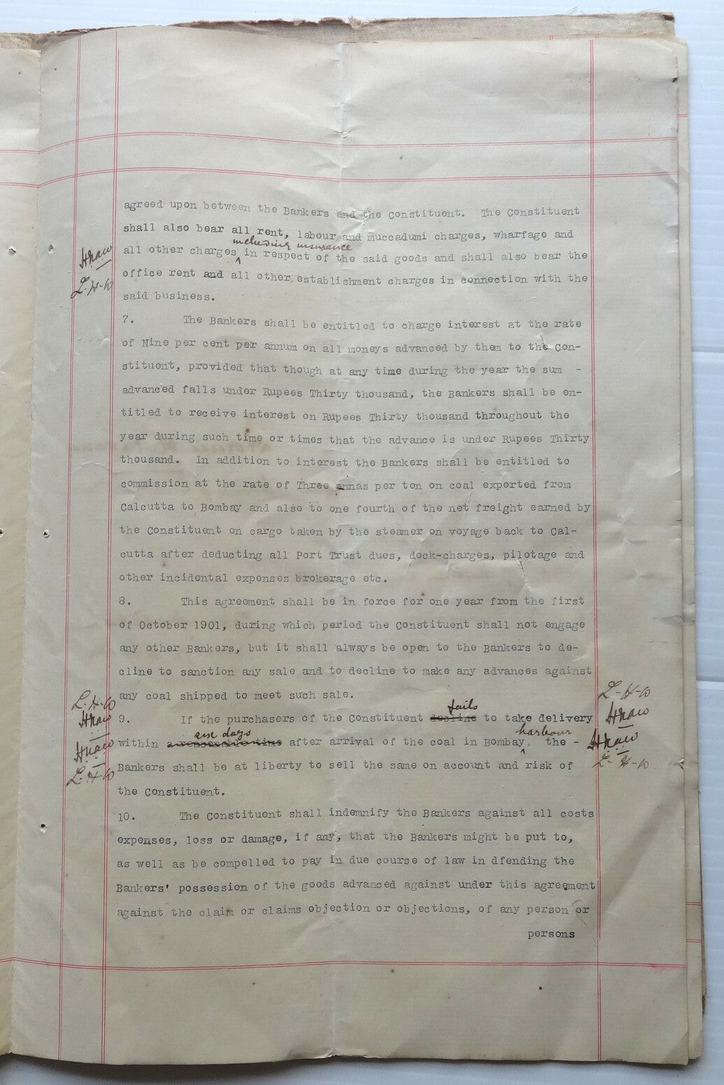 India 1901 Agreement signed Hormusji Nusserwanjee Wadia & others