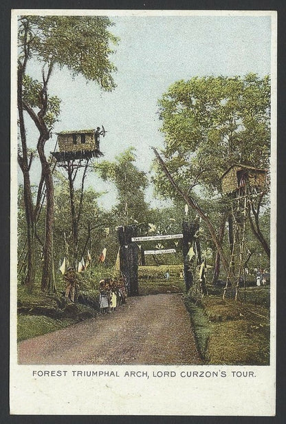 India vintage UB colour postcard Forest Triumphal Arch Lord Curzon’s Tour