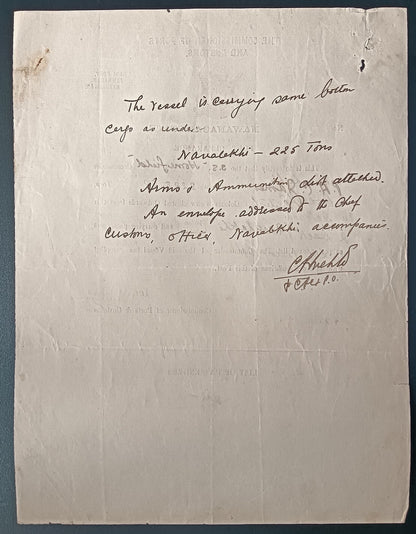 India Navlakhi Port, Morvi 1933 outgoing ship Port Clearance S.S. HOMEFIELD