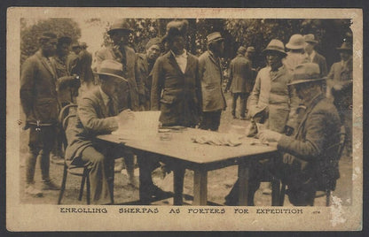 India Himalayan Expedition ENROLLING SHERPAS vintage postcard	