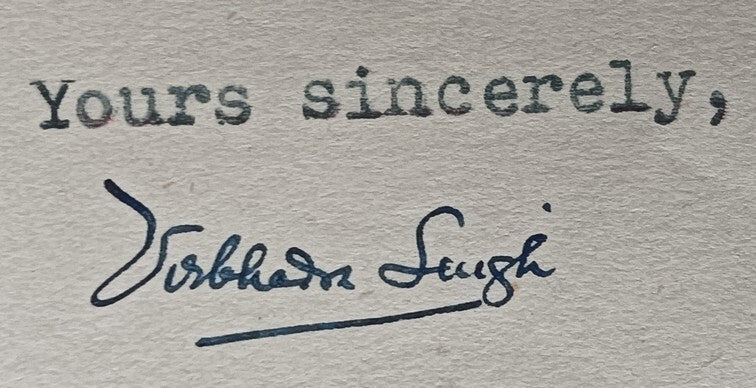 India 1943 crested letter CHIEF MINISTER'S OFFICE / DUNGARPUR STATE signed