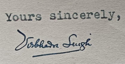 India 1943 crested letter CHIEF MINISTER'S OFFICE / DUNGARPUR STATE signed