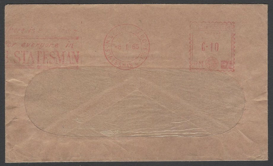 AOPIMT India 1965 STATESMAN (Calcutta Newspaper) advertisement meter cover