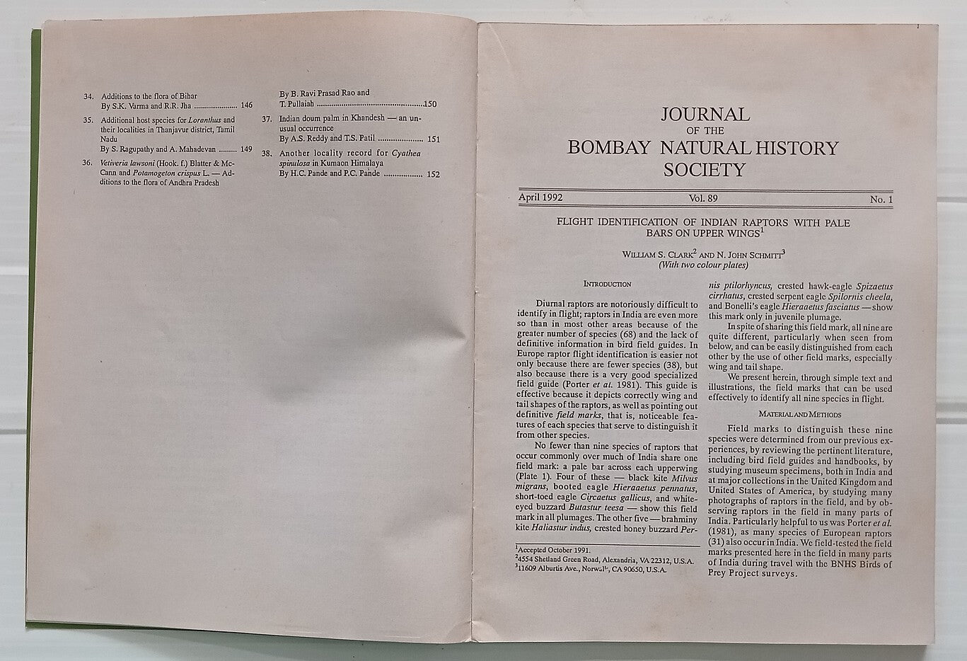 AOP India JOURNAL OF THE BOMBAY NATURAL HISTORY SOCIETY April 1992
